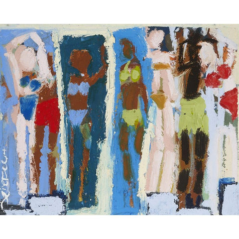 Beach Sunbathers II White Modern Wood Framed Art Print by Ferrell, Erin McGee