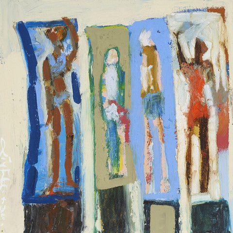 Beach Sunbathers VIII White Modern Wood Framed Art Print by Ferrell, Erin McGee