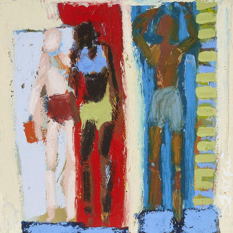 Beach Sunbathers IX Black Modern Wood Framed Art Print with Double Matting by Ferrell, Erin McGee