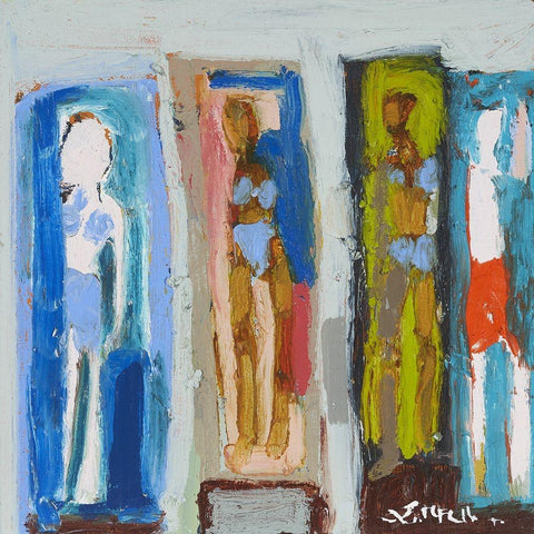 Beach Sunbathers X White Modern Wood Framed Art Print by Ferrell, Erin McGee