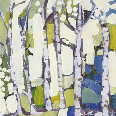 Birch in Summer I White Modern Wood Framed Art Print with Double Matting by Ferrell, Erin McGee