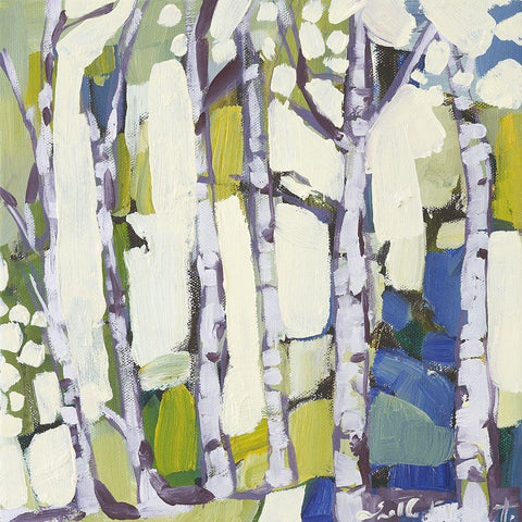 Birch in Summer I Black Modern Wood Framed Art Print with Double Matting by Ferrell, Erin McGee