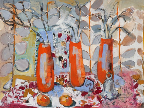 A Fruitful Day White Modern Wood Framed Art Print with Double Matting by Ferrell, Erin McGee