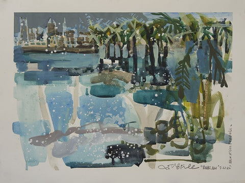 Bahrain Bay  II Black Ornate Wood Framed Art Print with Double Matting by Ferrell, Erin McGee