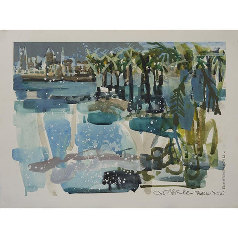 Bahrain Bay  II Black Modern Wood Framed Art Print with Double Matting by Ferrell, Erin McGee