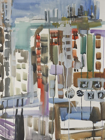 Bahrain City I White Modern Wood Framed Art Print with Double Matting by Ferrell, Erin McGee