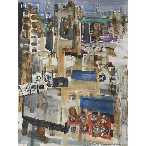 Bahrain City II Black Modern Wood Framed Art Print with Double Matting by Ferrell, Erin McGee