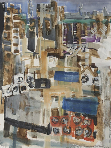 Bahrain City II White Modern Wood Framed Art Print with Double Matting by Ferrell, Erin McGee