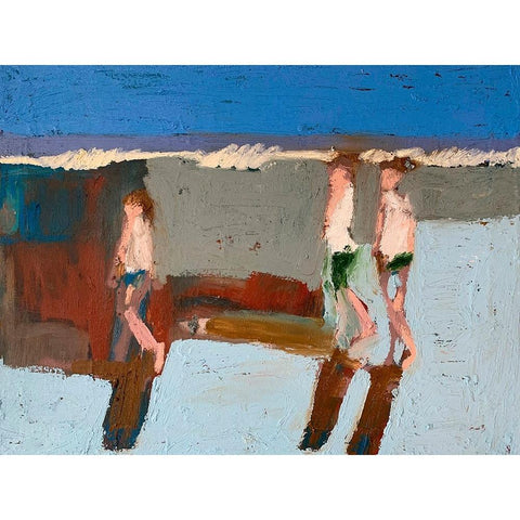 Beach Walkers I Black Modern Wood Framed Art Print with Double Matting by Ferrell, Erin McGee