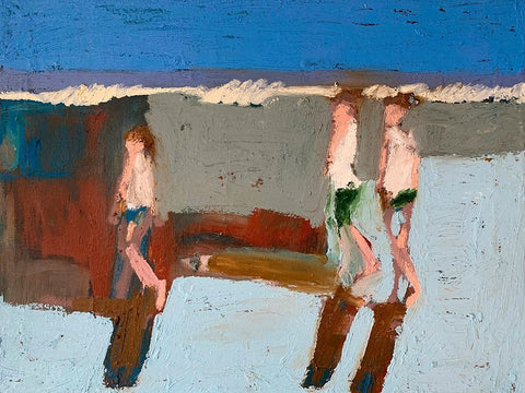 Beach Walkers I White Modern Wood Framed Art Print with Double Matting by Ferrell, Erin McGee