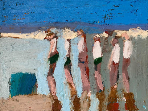 Beach Walkers II Black Ornate Wood Framed Art Print with Double Matting by Ferrell, Erin McGee