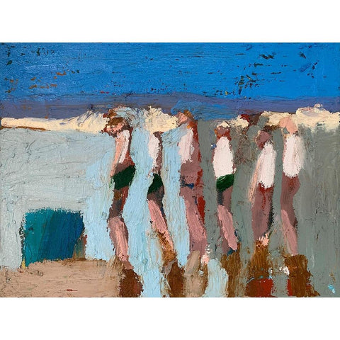Beach Walkers II Black Modern Wood Framed Art Print by Ferrell, Erin McGee