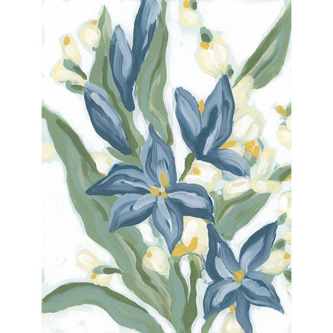 Blue Nettle I Gold Ornate Wood Framed Art Print with Double Matting by Vess, June Erica