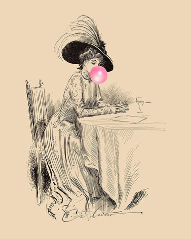 Victorian Ladies Misbehaving V Black Ornate Wood Framed Art Print with Double Matting by Longley, Alicia