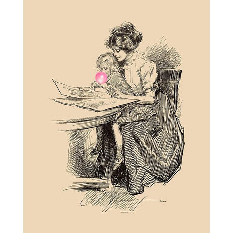 Victorian Ladies Misbehaving VI Black Modern Wood Framed Art Print by Longley, Alicia