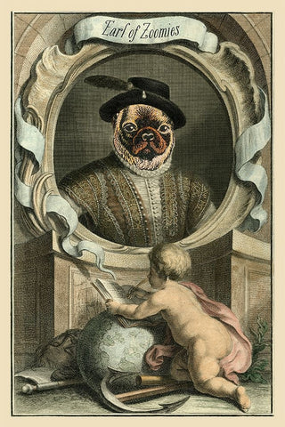 Royal Dog Portrait V Black Ornate Wood Framed Art Print with Double Matting by Longley, Alicia