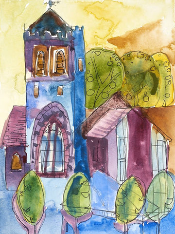 Episcopal Church of St. Mary I White Modern Wood Framed Art Print with Double Matting by Ferrell, Erin McGee