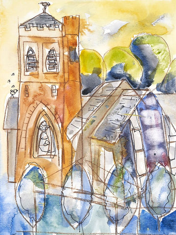 Episcopal Church of St. Mary II White Modern Wood Framed Art Print with Double Matting by Ferrell, Erin McGee