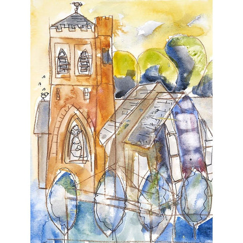 Episcopal Church of St. Mary II Gold Ornate Wood Framed Art Print with Double Matting by Ferrell, Erin McGee