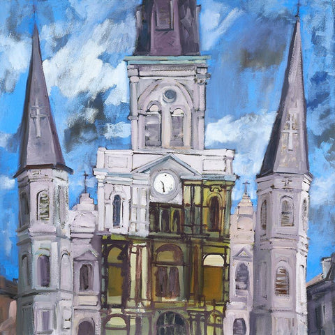 Saint Louis Cathedral  I White Modern Wood Framed Art Print by Ferrell, Erin McGee