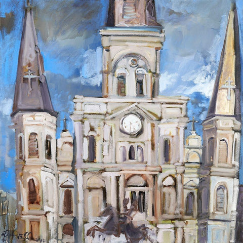 Saint Louis Cathedral  II Black Modern Wood Framed Art Print by Ferrell, Erin McGee