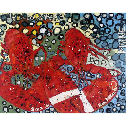 Twin Lobsters I Gold Ornate Wood Framed Art Print with Double Matting by Ferrell, Erin McGee