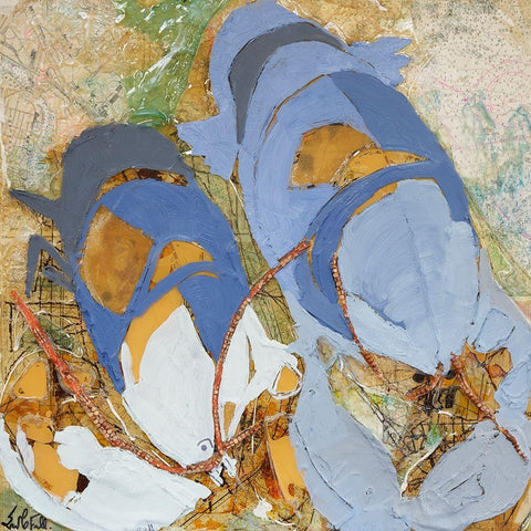 Blue Lobsters White Modern Wood Framed Art Print by Ferrell, Erin McGee