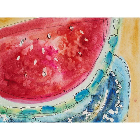 Watermelon IV Black Modern Wood Framed Art Print with Double Matting by Ferrell, Erin McGee