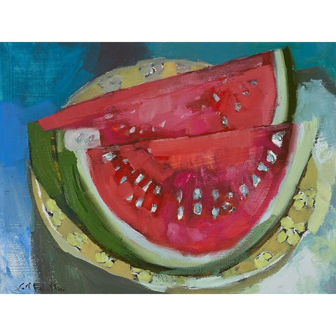 Watermelon V White Modern Wood Framed Art Print by Ferrell, Erin McGee