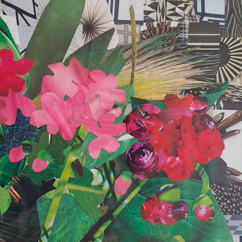 Poolside Geraniums  II Black Ornate Wood Framed Art Print with Double Matting by Good, Coco