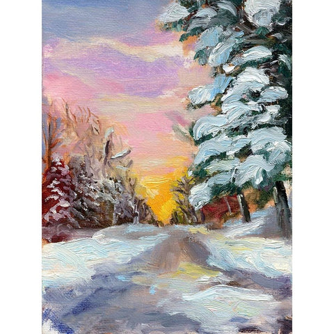 Sunset in Winter Gold Ornate Wood Framed Art Print with Double Matting by Iafrate, Sandra
