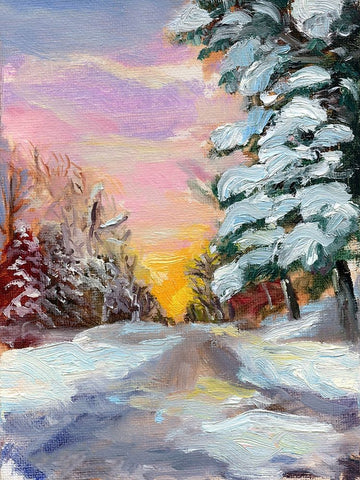 Sunset in Winter White Modern Wood Framed Art Print with Double Matting by Iafrate, Sandra