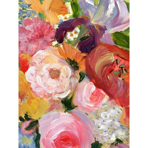 Yellow and Violet Flowers I White Modern Wood Framed Art Print by Iafrate, Sandra