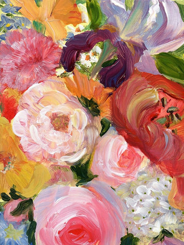 Yellow and Violet Flowers I White Modern Wood Framed Art Print with Double Matting by Iafrate, Sandra