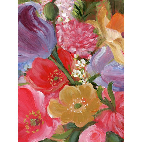 Yellow and Violet Flowers II Black Modern Wood Framed Art Print with Double Matting by Iafrate, Sandra