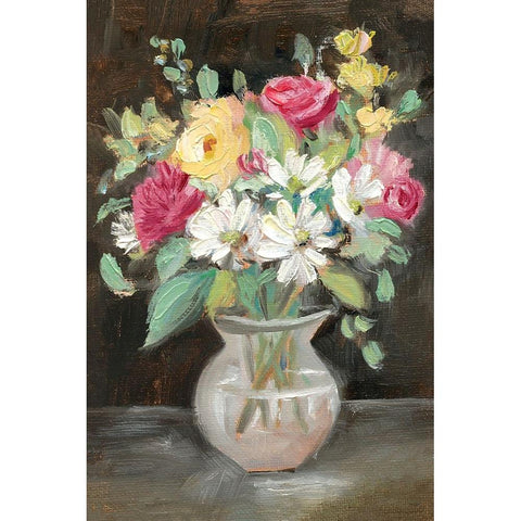 Pink Floral Bouquet Black Modern Wood Framed Art Print with Double Matting by Iafrate, Sandra