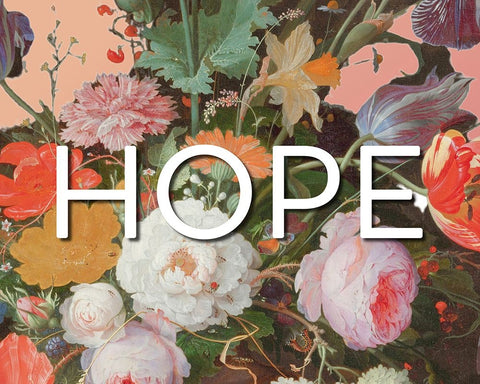 Hope Flowers White Modern Wood Framed Art Print with Double Matting by Iafrate, Sandra