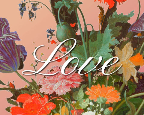 Love Flowers White Modern Wood Framed Art Print with Double Matting by Iafrate, Sandra