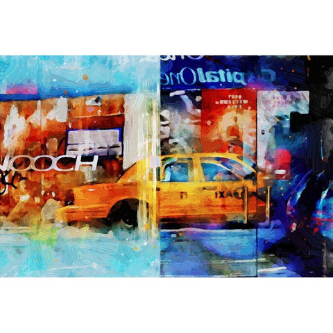 Chelsea Taxi Reflection Gold Ornate Wood Framed Art Print with Double Matting by Pica, Jeff