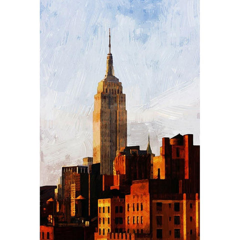 NYC ESB Sunset Gold Ornate Wood Framed Art Print with Double Matting by Pica, Jeff