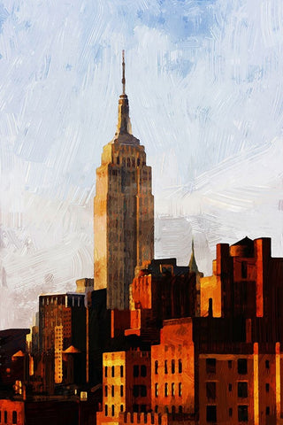 NYC ESB Sunset White Modern Wood Framed Art Print with Double Matting by Pica, Jeff