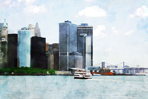 NYC Battery Park Black Ornate Wood Framed Art Print with Double Matting by Pica, Jeff