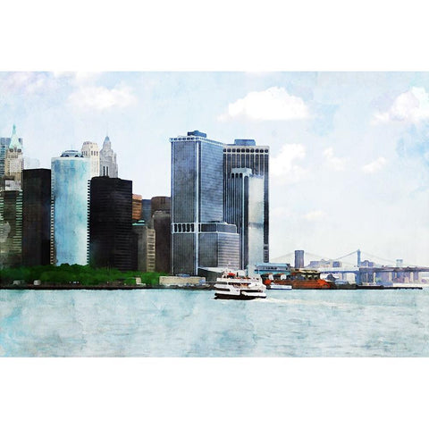NYC Battery Park Black Modern Wood Framed Art Print by Pica, Jeff