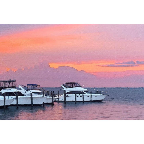 Pines Harbor Pink Black Modern Wood Framed Art Print with Double Matting by Pica, Jeff