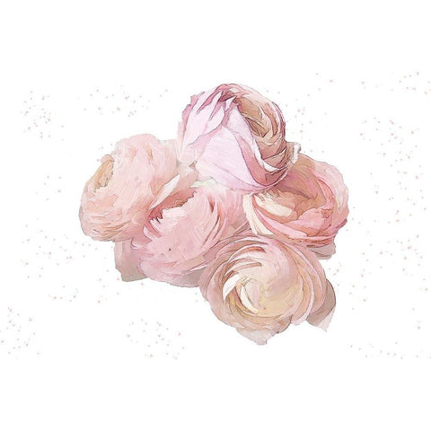 Pink Peonies Gold Ornate Wood Framed Art Print with Double Matting by Pica, Jeff