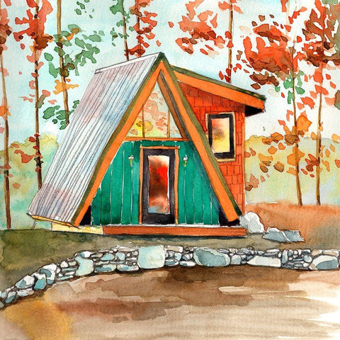 Cabin in the Woods I White Modern Wood Framed Art Print by McCreery, Paul