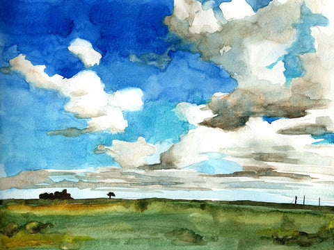 Bold Sky View I White Modern Wood Framed Art Print with Double Matting by McCreery, Paul