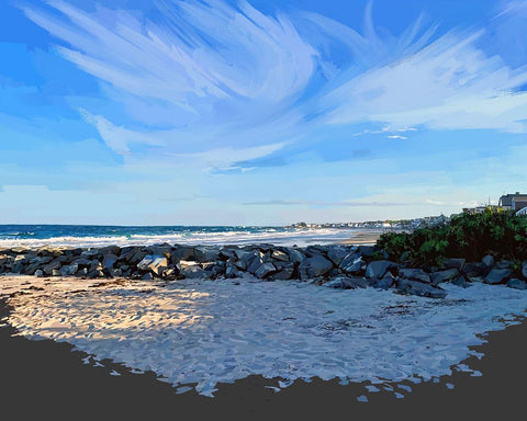 A Day on the Coast White Modern Wood Framed Art Print with Double Matting by Kalina, Emily