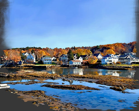 Boothbay  I Black Ornate Wood Framed Art Print with Double Matting by Kalina, Emily