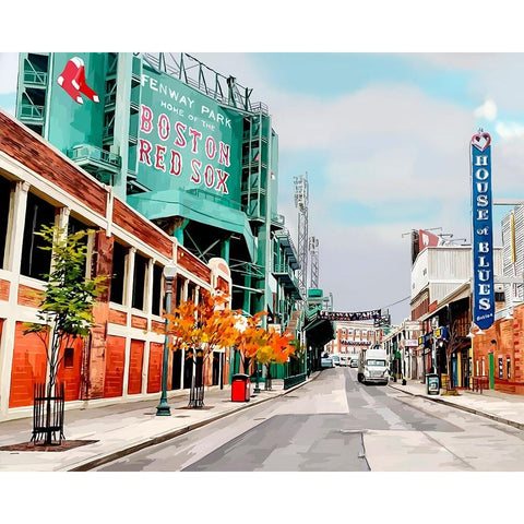 Fenway Black Modern Wood Framed Art Print with Double Matting by Kalina, Emily